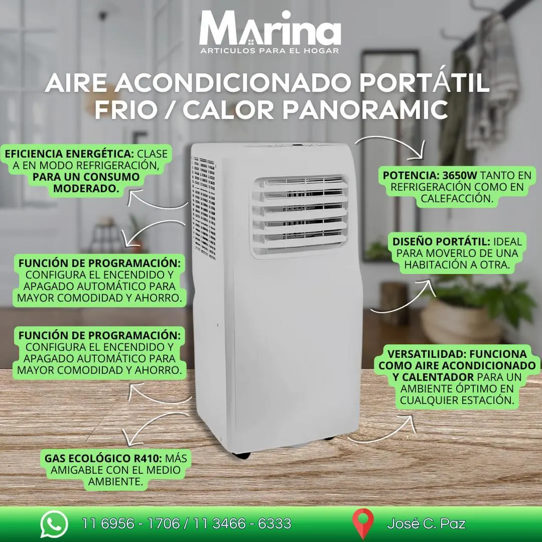 Aire Acondicionado Portatil Frio y Calor Panoramic